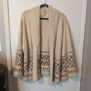 2xl A.N.A. Oversized Slouchy Eyelash Aztec Cardigan